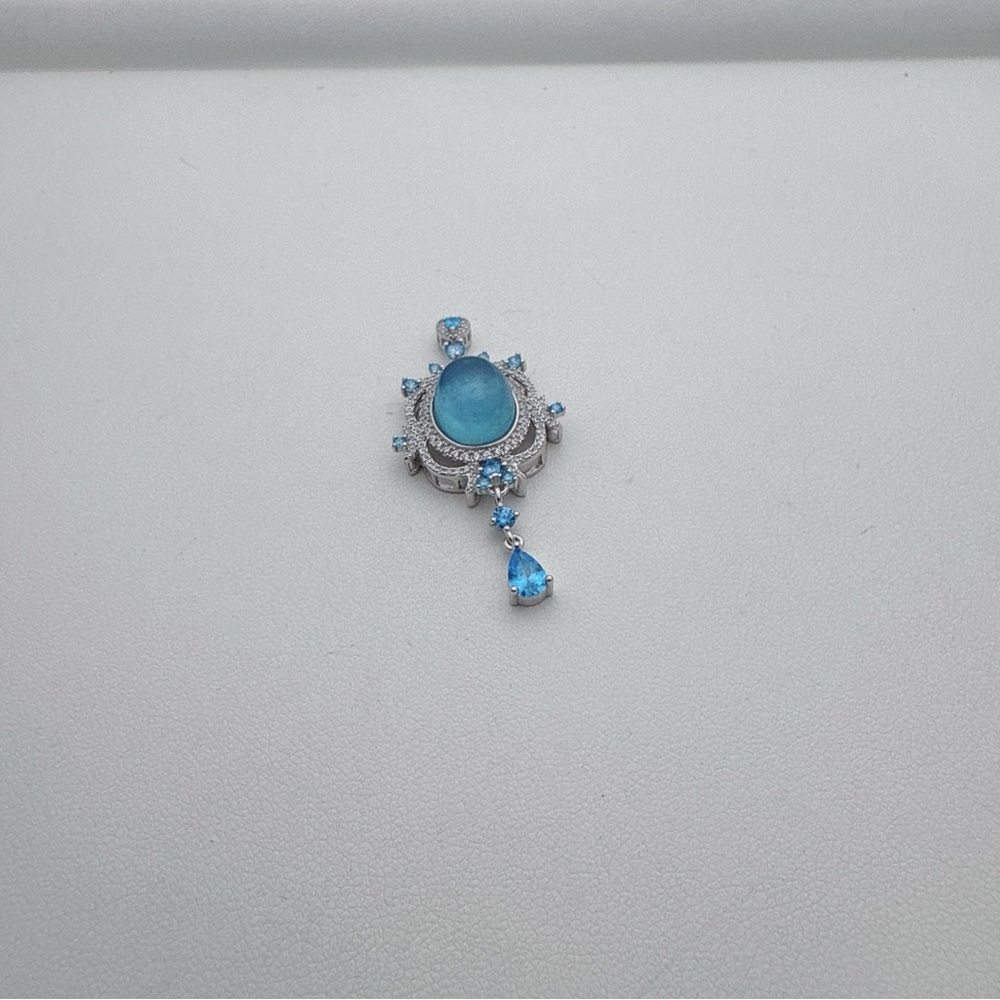 SGP19 S925 Stamped Aqua Marine Pendant - Picture 4 of 6